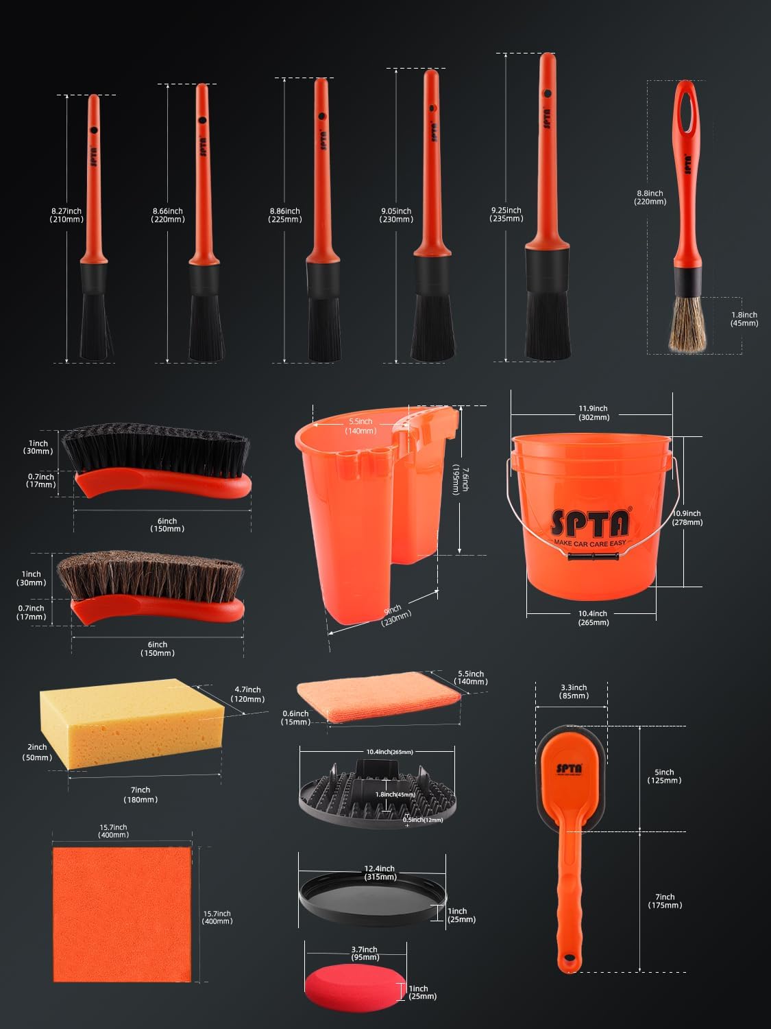 SPTA 31Pcs Car Wash 15L Bucket - Car Detailing Brush review and price